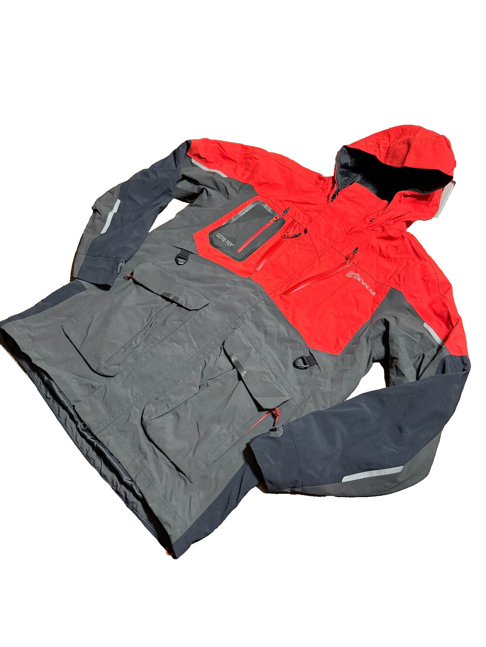 Cabela's Guidewear Mens GORE-TEX Parka Jacket M Red Grey Fishing Ski Gorpcore